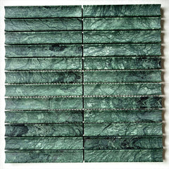 3D Grooved Mosaic Verde Alpi Marble Tiles