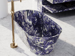 Freestanding Blue Sodalite Marble Bathtub