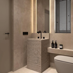 European Style Countertop Travertine Villa Bathrooms Sink
