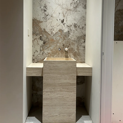 European Style Countertop Travertine Villa Bathrooms Sink