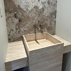 European Style Countertop Travertine Villa Bathrooms Sink